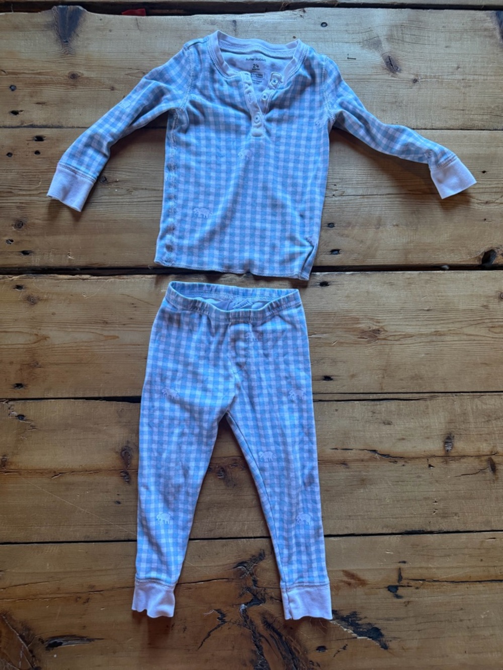 Children's blue & White Gingham Pajama Set - Roller Rabbit 24 months